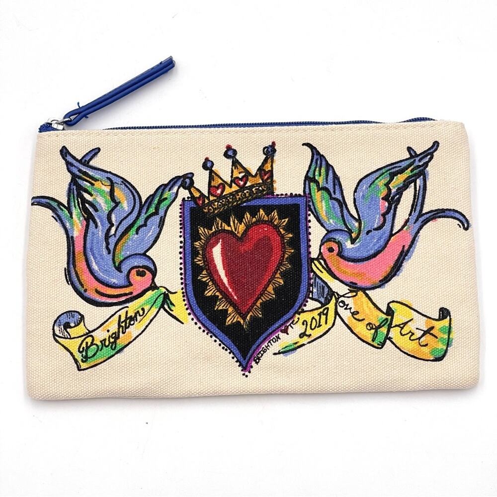 Brighton Canvas Bird Cream/Multi Cosmetic Bag - 2019 Collectible